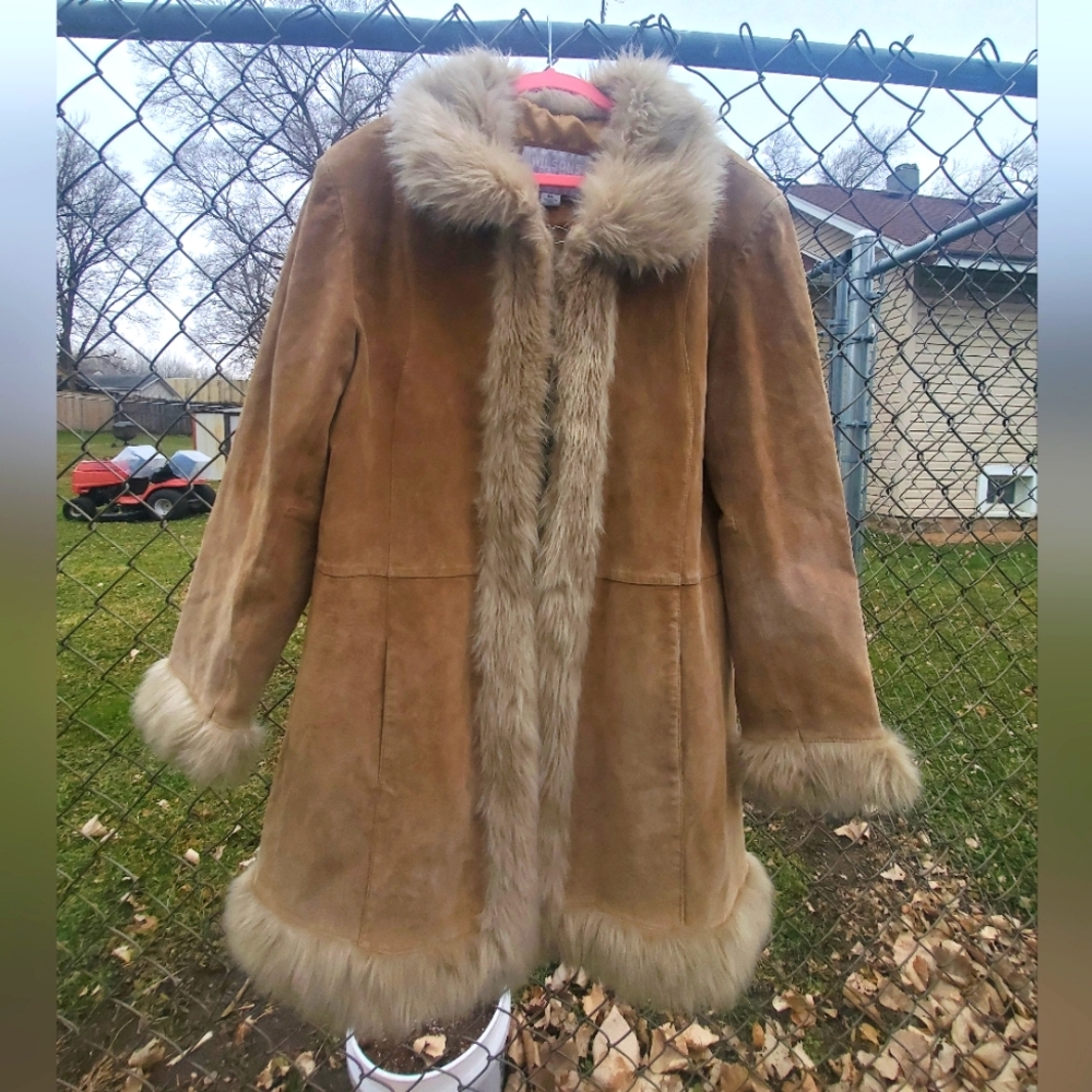 Penny lane coat, afghan, fur trim coat 70s, y2k, 90s, tan, with pockets XL fairy